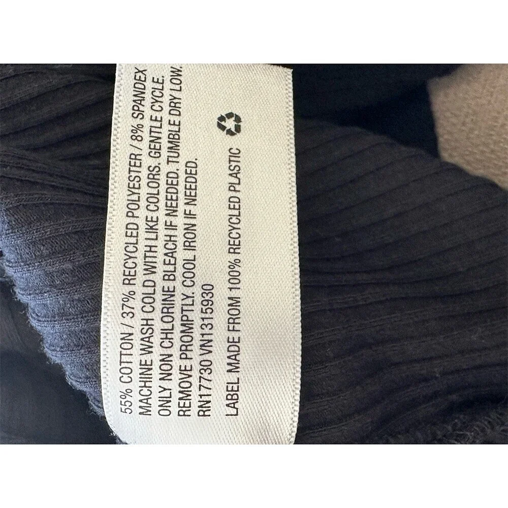 A New Day Top Womens L Black Ribbed Knit Long Sleeve Ruched Drawstring - Picture 4 of 5